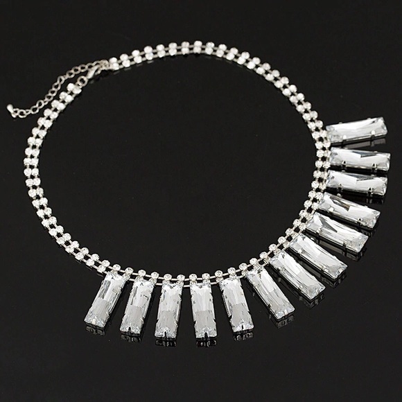 Clear Crystal Statement Necklace - Picture 2 of 4